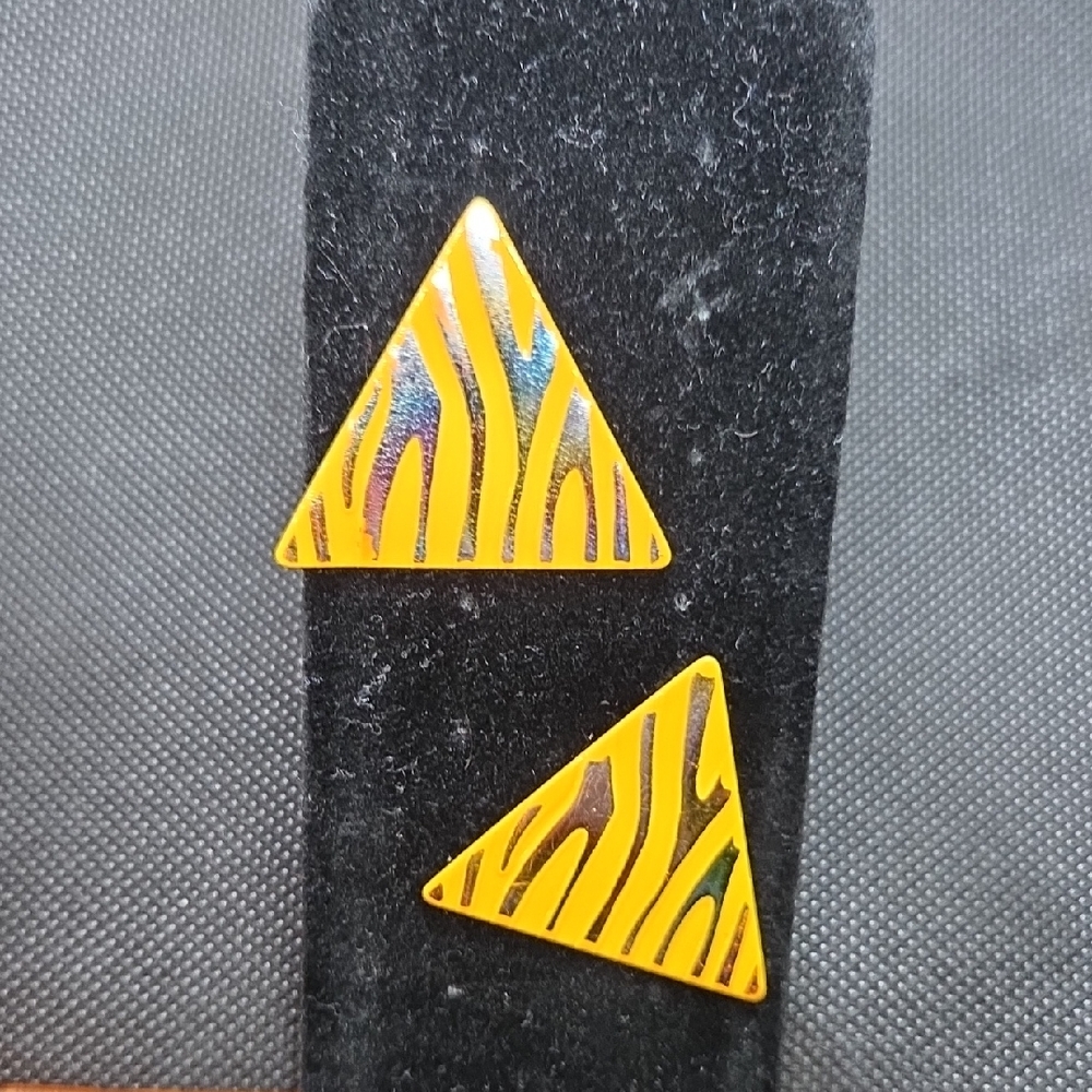 Zebra Print Metal Triangle Pierced Earrings